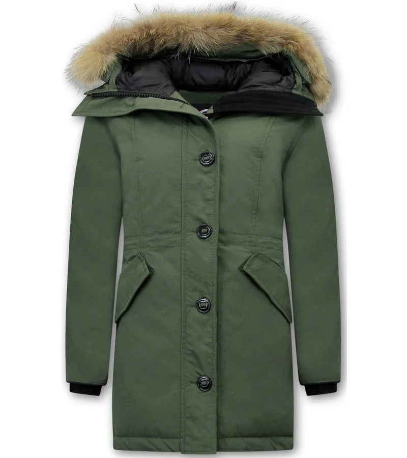 MUJER PARKA CAPUCHA PELO  7602  VERDE